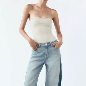 Zara STRETCH BANDEAU BODYSUIT large